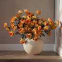 6 Pcs 32" Large Caramel Artificial Peonies Stems Flowers, Real Look Faux Silk Peony Bouquet 42 Heads Total for Vase Filler, Farmhouse Rustic Neutral Home Decor, Wedding Centerpieces