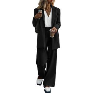 KIRUNDO Women Suit Business Casual Dressy Oversized Blazer Jacket (Small, Black)