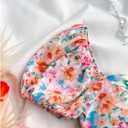 SweatyRocks Girl's Cute Floral Print Short Puff Sleeve Ruffled Blouse Square Neck Ruffle Peplum Tops (Pink)