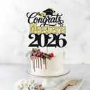 Congrats Masters 2026 Cake Topper, Congrats Grad,Congrats Class of 2026 Grad, Congrats Masters, Mastered It, 2026 Master Degree Graduation Party Decorations Supplies (Black Gold 5)