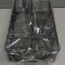 Paper Plate Dispenser with Handle, Metal Paper Plate Holders for Kitchen Counter, Utensil Holder Organizer with 6 Compartments, Silverware Holder Caddy for Cup Fork Spoon Napkin Party Camping (Black)