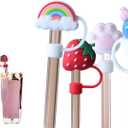 4 Pcs Extra Large Straw Toppers for Boba Straws and Jumbo Straws, 0.48 & 0.55 (12mm & 14mm) Diameter, Reusable Dust-Proof Straw Covers, Made with Food Grade Silicone