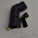 Coil Hose 25FT EVA Coil Garden Hose With 3/4'' Brass Connector Coiled Water Hose Lightweight And No Kink Includes 7 Patterns Spray Nozzle For Outdoors Lawn Watering Car Washing (Gray)