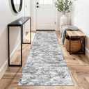 Washable Carpet Runners for Hallway 8ft-Non Slip Floor Runners for Dogs, Abstract Hallway Runner Rug with Silicone Backing, Stain Resistant Rug for Indoor High Traffic,2.6x8,Gray