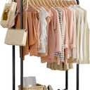 Clothes Rack - Clothing Rack with Storage Mesh Shelf & Casters, Heavy-Duty Metal Clothing Rack for Hanging Clothes, Dresses, Coats, Large Load Capacity, Easy Assembly, Black, 28.0"x16.0"x59.0"