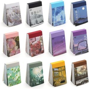 600 Pieces Washi Sticker Set, 12 Set Scrapbooking Diary Planner Album Diary Notebook, Scrapbooking Sticker Journaling Supplies for DIY Arts and Crafts Card Making Laptop Decoration