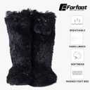 Forfoot Slipper Boots, Cozy Indoor Booties for Women Fluffy Comfortable House Shoes Fuzzy Anti-Slip Boots Winter (Black)