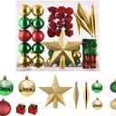50pcs Red Green Gold Christmas Ball Ornaments Set, Shatterproof Christmas Tree Decorations Balls, Bolas De Navidad, Christmas Baubles, Tree Topper, Christmas Decorations Indoor for Home Party Gift