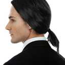 ALLAURA Compatible with John Wick Wig  Black Hitman Wig for Men, Tieable into Ponytail  Assassin, Keanu, Vincent Vega, Farquaad, Vampire Cosplay  90s Action Movie Halloween Costume Hairpiece