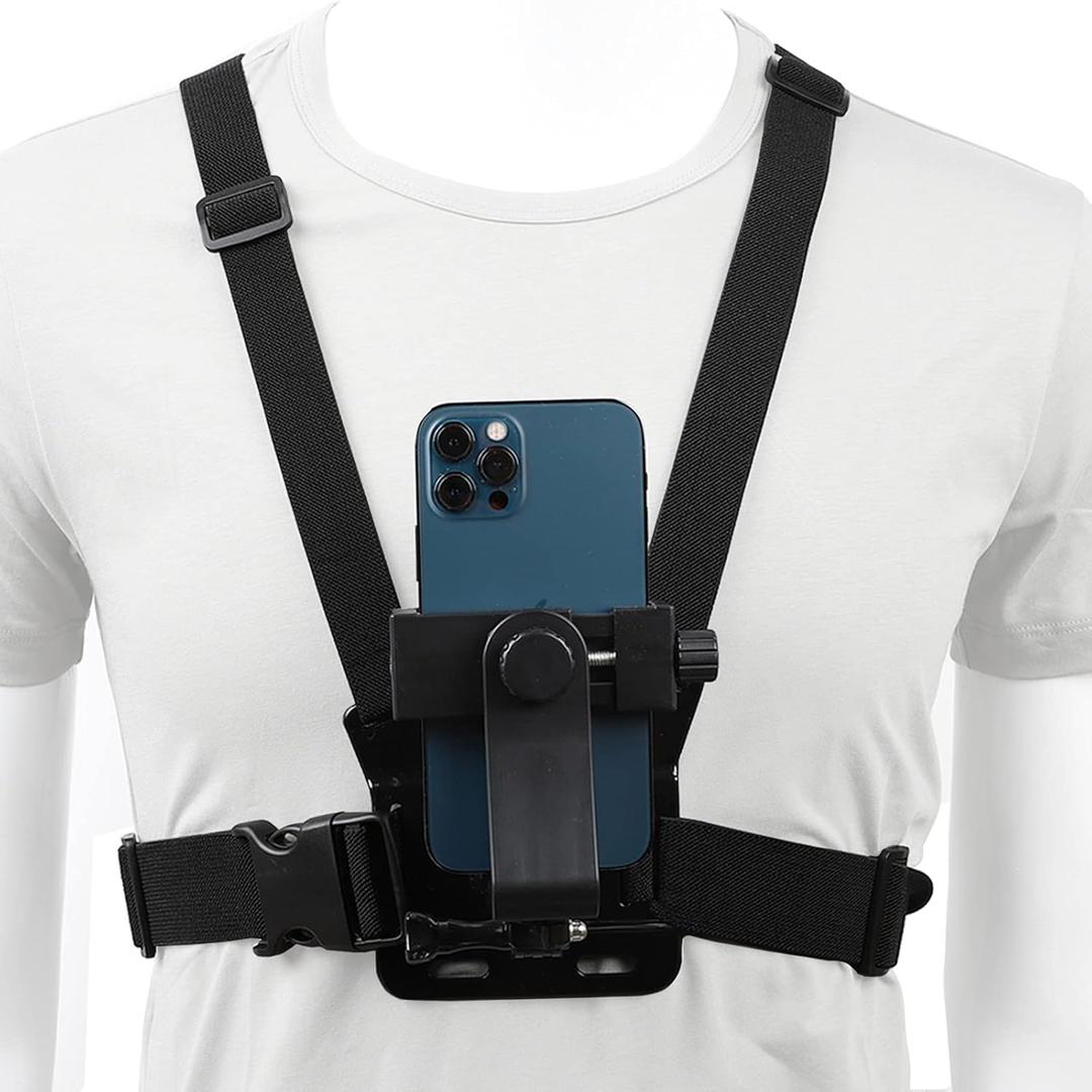 PellKing Mobile Phone Chest Mount Harness Strap Holder Cell Phone Clip Action Camera POV for Samsung iPhone Plus 