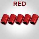 5 x Red Anodized Aluminum Tire Valve Stem Caps with Plastic Inner Sleeve, Corrosion Resistant. Universal Valve Caps for Cars, Trucks, Motorcycles, Pack of 5