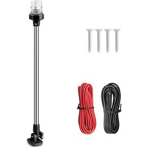 Young Marine Boat Anchor Light 3-Nautical Mile White LED Fold Down Stern Light for Pontoon and Fishing Boat All Round 360 White LED 12-24V (25" Foldable)