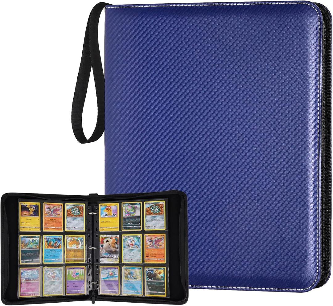 GERMUN 9 Pocket Card Binder, Premium Zip Trading Card Binder, 720 Double Sided Pocket PU Card Collection Binder, Collector Card Album, Card Folder for MTG, TCG, Sports Cards, Game Cards (Blue)