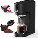 Single Serve Coffee Maker Brew with Coffee Pods & Grounds, Compatible with Kcup Coffee Pods, Small Sizes Up to 6 8 10 12 14 Oz, 14 Oz Water Reservoir, Easy to Clean for Office Travel Home, Black