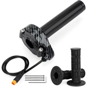 Ebike Full Twist Throttle 3 Pin Waterproof Throttle Grip Kit 12V-72V Quick Twist Throttle for Lectric XP4 MacFox X1 Electric Dirt Bike Scooter Mountain Bike Ebike Bicycle (Carbon Fiber Style)