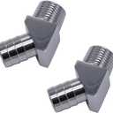 2 pcs/set SHLPDFM Zinc Steel Chrome 45 Degree Heater Hose Intake Manifold Fitting 1/2" NPT to 5/8" Barb