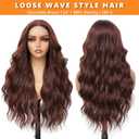 Chocolate Brown Lace Front Wig for Women 5x4x1 Lace Hairline Long Wavy Middle Part Glueless Wig Heat Resistant Synthetic Wigs for Daily Party Use 24 Inch