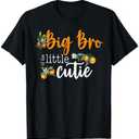 Big Brother Little Cutie Baby Shower Orange 1st Birthday T-Shirt, Small