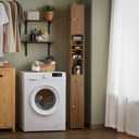 SoBuy Bathroom Narrow Storage Cabinet Skinny Tall Unit with Adjustable Shelves Slender Anti-Tipping Floor Standing Cupboard, Natural BZR34-PF