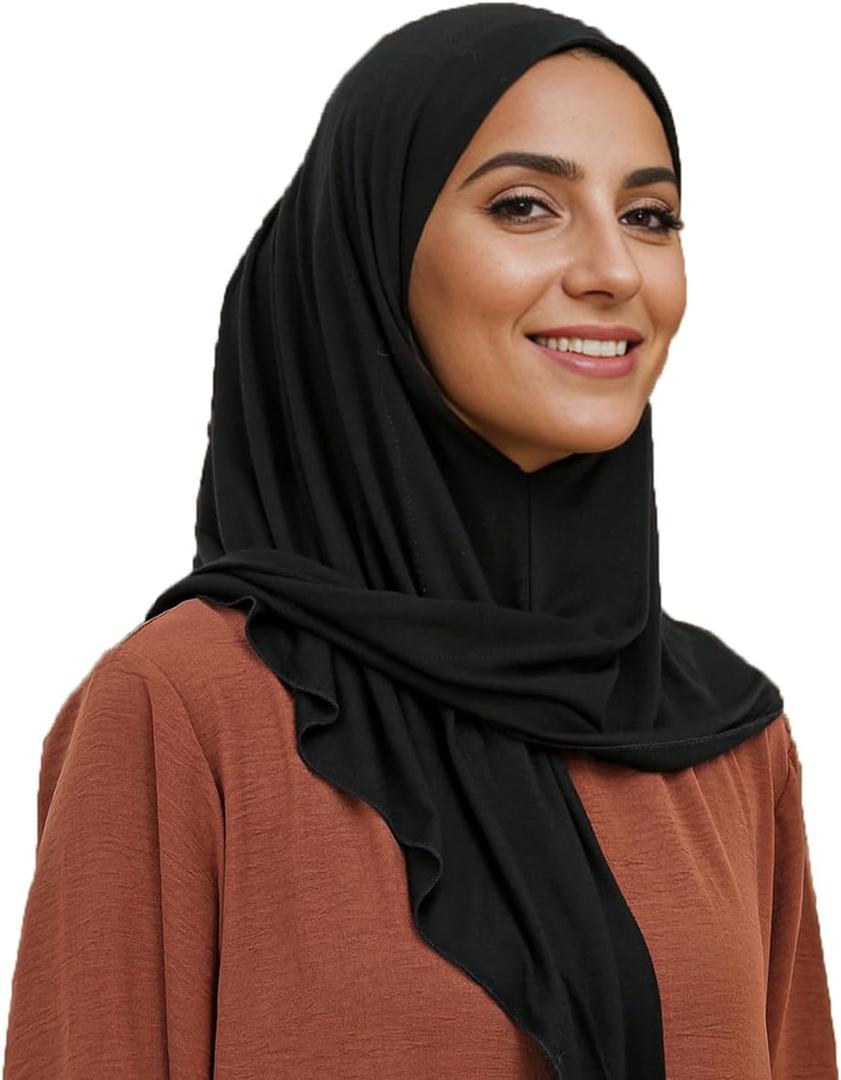 Ready to Wear Hijab Scarf for Women Instant Hijab Soft Head Wraps for Women (Black)