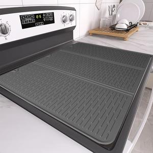 Stove Top Cover for Electric Stove - Foldable Glass Top Stove Cover Protector,Ceramic Flat Top Stove Cover, Induction Cooktop Protector, Oven Cover, 28" x 20" Dish Drying Mat (Gray)