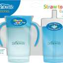 Dr. Brown's Milestones Straw to 360 Convertible Toddler Training Cup Set with Interchangeable Silicone Straw and 360 Degree Cup Lids, Blue Ocean, 10 oz/300 mL, BPA-Free, 9m+, 2-Pack