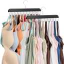 ZEDODIER 2 Pack Bra Hanger, Tank Top Hanger, Bra Hangers for Closet Organizer, Wooden Closet Organizer with 40 Adjustable Hooks, Space-Saving Storage for Bras, Tank Tops, and Belts, Black