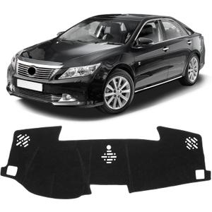 KUST Black Dash Cover for Toyota Camry (XV50)/ Camry Hybrid 2012-2017 (Not fits Dashboard with Set Time Clock) Polyester Dashboard Cover Non-Slip Interior Accessories for Camry Dash Mat No Glare