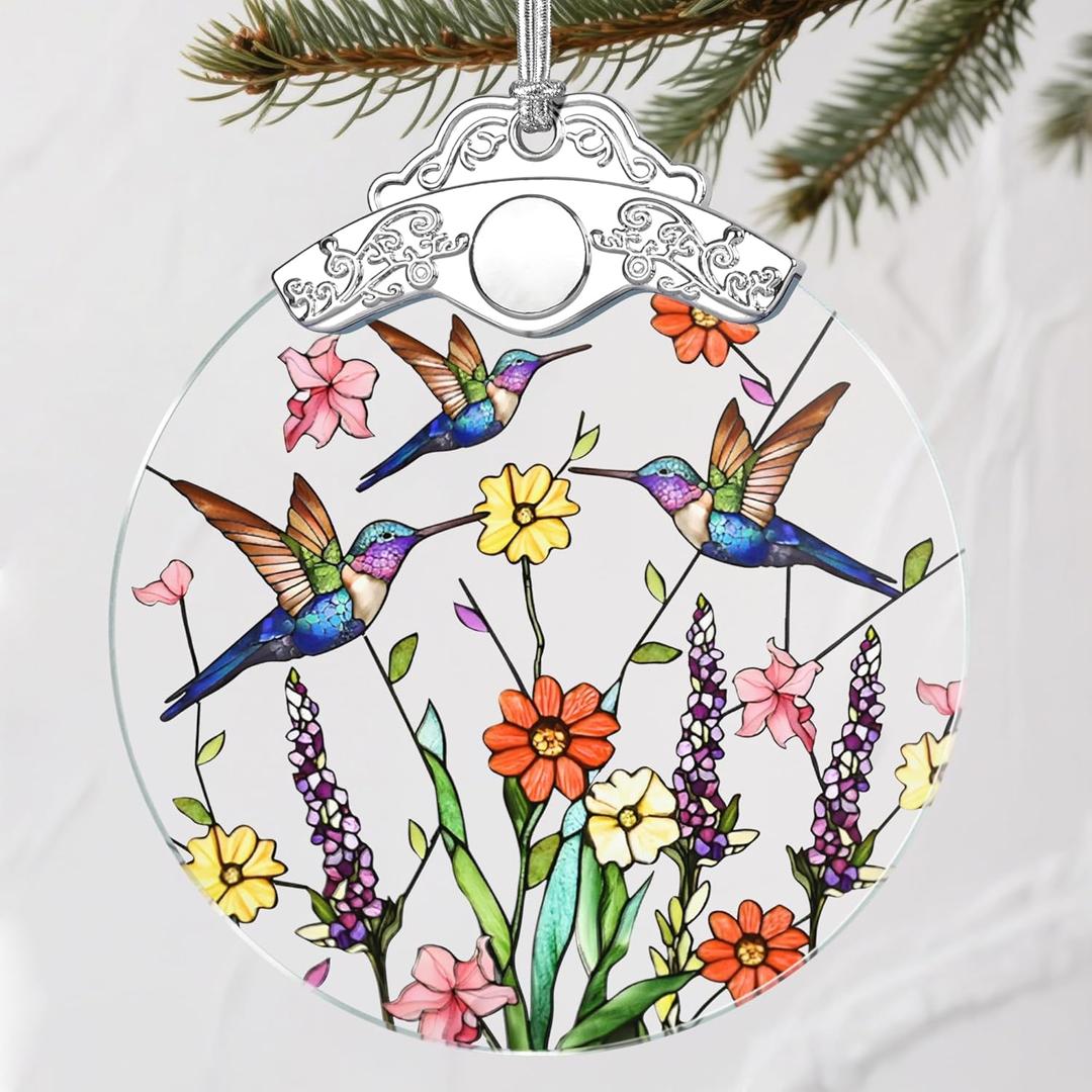 Stained Glass Hummingbird Ornament: Christmas Decorations, Ornaments for Christmas Tree & Holiday Ornaments  Holiday Presents, Gift Exchange Ideas & Keepsake Gift for Family, Coworkers & Friends