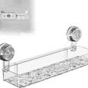 Corrugated Suction Cup Storage Holder,Movable Shower Shelf Suction Cup,Shower Caddy Large Capacity Bathroom Organizer,NoDrill WallMounted Storage Shelf,Bathroom Organizers and Storages(Clear)
