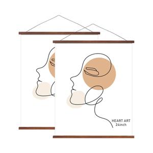 HEART ART Magnetic Poster Hanger Frame,24x36,24x18,24x30 Poster Frame Wood Wooden Magnet Hanging Kit for Walls Map Canvas Artwork (Teak Wood, 2 PACK)