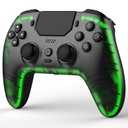 BETMI Wireless Controller for PS-5,Pro/Slim/PC, with Hall Effect Joystick & Trigger/Macro/Turbo/RGB Light/3.5mm TRRS Audio Jack/Speaker/Mute Button/6-Axis Gyro/Dual Vibration/Touchpad (Black/Clear)