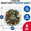 18" x 18" Extra Large Reclosable Plastic Zip Bags, 15 Count | 6 Mil Heavy-Duty Clear Poly Bags, Resealable for Food, Clothes, Hardware, Home & Garage Storage