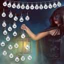 Jetec 12 Pcs Christmas Ball Ornaments for Tree Nightmare Before Black and White Horror Christmas Tree Decorations Spooky Skull Plastic Shatterproof Hanging Decor for Xmas Halloween Party (White)