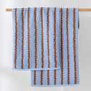 YiLUOMO Pale Blue Modern Wave Pattern Design Hand Towel Set of 2 Ultra Soft 100% Cotton Quick Dry Highly Absorbent Bathroom Hand Towels 13x 29 Inch