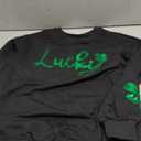 FAYALEQ Women St Patrick's Day Sweatshirt Sequin Shamrock Pullover Irish Sweatshirt Crewneck Long Sleeve Top (Black, S)