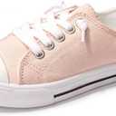 Colgo Boys Girls Sneakers Canvas Lace up Walking Shoes for Little Big Kids Size 3 (Pink)