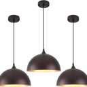 Farmhouse Pendant Light 12 Inch, Modern Pendant Lights Kitchen Island, Adjustable Height Dome Pendant Lights Fixtures for Dining Room Barn,Oil Rubbed Bronze Finish, 3 Pack