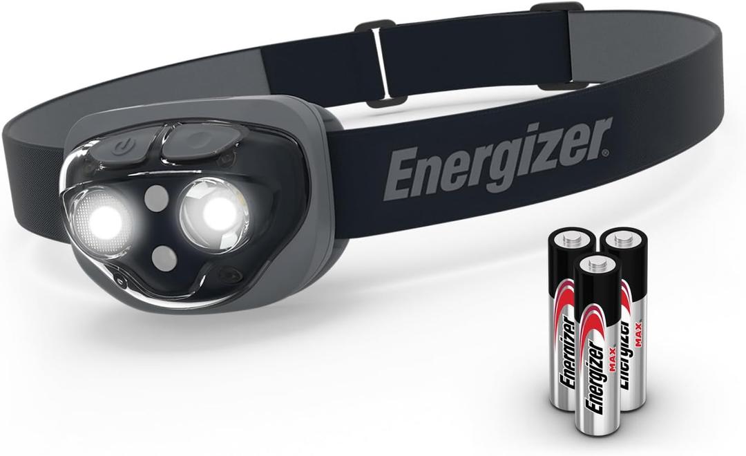 Energizer PRO LED Headlamp, IPX4 Water Resistant Headlamps, High-Performance Head Light for Outdoors, Camping, Running, Storm, Survival LED Light for Emergencies (Batteries Included) (Midnight Black)