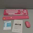 Wireless Keyboard and Mouse Combo  Round Keycaps, FullSize Retro Typewriter Keyboard with Detachable Wrist Rest, Sleep Mode & Tilt Legs, 2.4GHz Cordless Connection for Mac/Windows/PC (Hot Pink)
