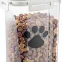 1 Pack Upgraded Dog Food Storage Container with Measuring Cup, Portable Pet Food Containers with Upgraded Large Spout and Cup for Dogs, Cats, Birds, Small Animals (Cream)