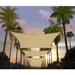 Amgo 14'x14' Beige Square Sun Shade Sail Canopy Awning, UPF50+ AGTAPS14, 95% UV Blockage, Water & Air Permeable, Commercial and Residential