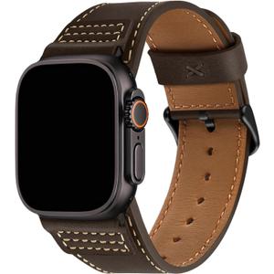 Wristitani Leather Bands Compatible with Apple Watch Strap 49mm 46mm 45mm 44mm 42mm 41mm 40mm for Men, Top Genuine Leather Replacement Straps for iWatch Ultra3/2/1 SE3/2/1 Series 11 10 9 8 7 6 5 4 3 (Dark Coffee)