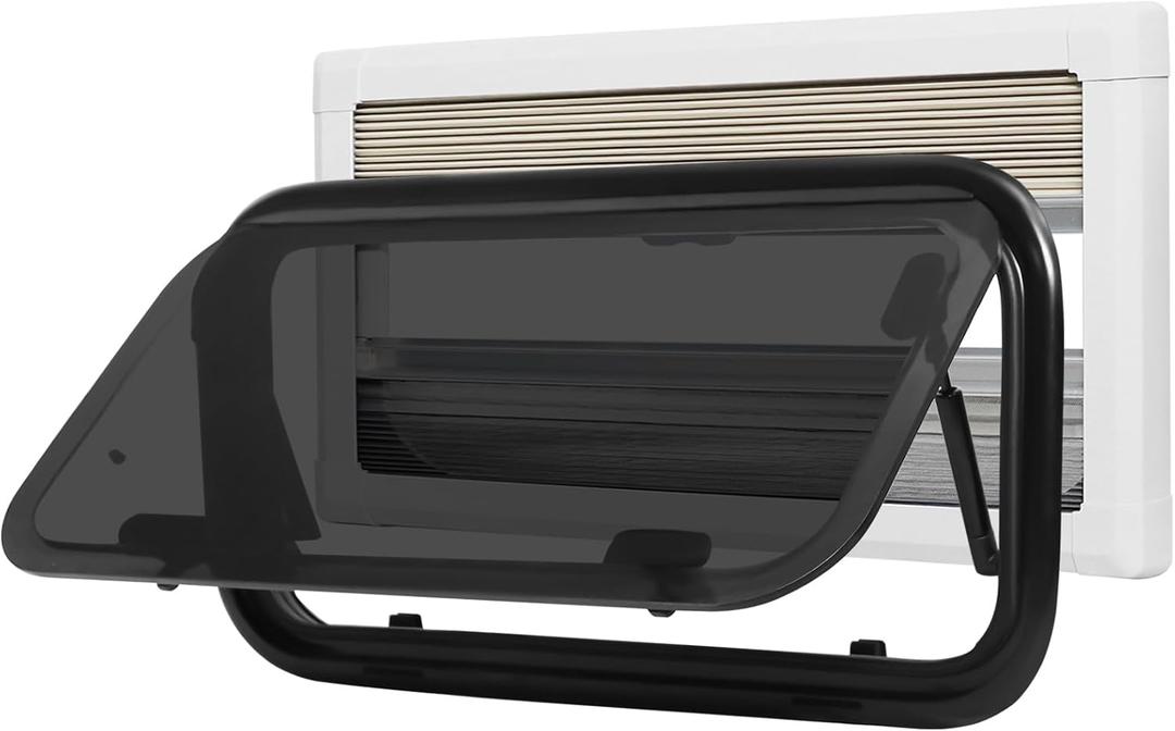 Camper Window - 27.6' W X 11.8' H, Shade & Screen, Push Window with Trim Kit for RV Caravan Trailer