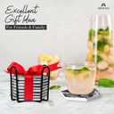 ARILEO Coasters for Drinks, Black Marble Ceramic Hexagon Coaster Set with Metal Holder, Set of 8 Absorbent Cup Place Mats for Home Decor