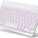 Backlit Bluetooth Keyboard Small Portable Wireless Keyboard Rechargeable Illuminated for Android Samsung Tablet Cell Phone Smartphone iPad A16 11th 10th Generation iPad Pro Air Mini iPhone (White)