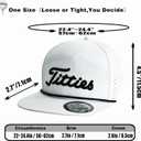 Tittiess Golf Hats Flat Bill for Men Women,Funny Titties Golf Gifts Baseball Cap for Adults Humor (White)