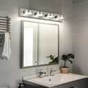 4-Light Bathroom Vanity Light, Brushed Nickel Bathroom Light Fixtures Over Mirror, LED Dimmable 5500K Bath Lighting Fixture, Modern Wall Mounted Lighting Fixture with 360Rotating Lamp Head, 4-Light,30Inch