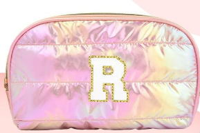 Hiroyuki Iridescent Makeup Bag, 14 inches Cosmetic Bag, Large Capacity Travel-Friendly Pouch (R Pink) 