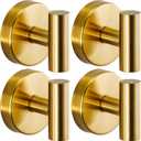 Suction Cup Hooks for Shower - Bathroom Reusable Hooks for Towels, Robes & Loofah - No-Drill Mounting on Kitchen,Walls,Metal,Glass,Mirrors,Tile & Smooth Non-Porous Surfaces (4, Brushed Gold)